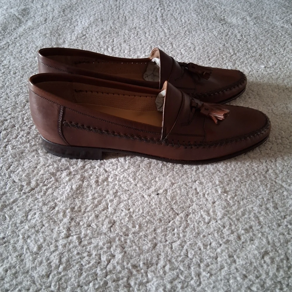 New Bruno Magli Men's Brown Novella Leather Loafers Made In Italy